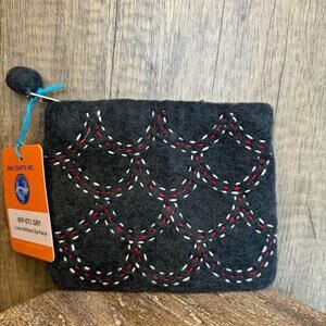 Felted Wool Dark Gray Boho Coin Purse Wallet Boho Purse Charm New FAST SHIP